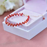Red Agate Stone Beads Charm Bracelet for Women Bohemia Jewelry