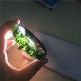 Chinese Ink Jade Carved Wide Band Bracelet Men's Women's Green Jewelry