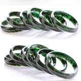 Chinese Ink Jade Carved Wide Band Bracelet Men's Women's Green Jewelry