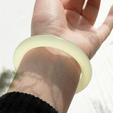 Natural Chinese Jade Hand Carved Round Bar Bracelet