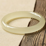 Natural Chinese Jade Hand Carved Round Bar Bracelet