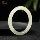 Natural Chinese Jade Hand Carved Round Bar Bracelet