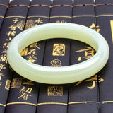 Hand Carved Natural Chinese Jade Wide Band Bracelet