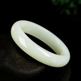 Hand Carved Natural Chinese Jade Wide Band Bracelet