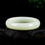Hand Carved Natural Chinese Jade Wide Band Bracelet