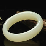 Hand Carved Natural Chinese Jade Wide Band Bracelet