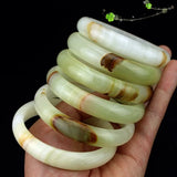 Hand Carved Wide Bar Jade Bracelet Boutique Jewelry Wood Grain Bracelet