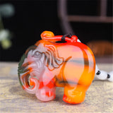 Chinese Jade Elephant Pendant Necklace Double-sided Carved Jadeite Charm