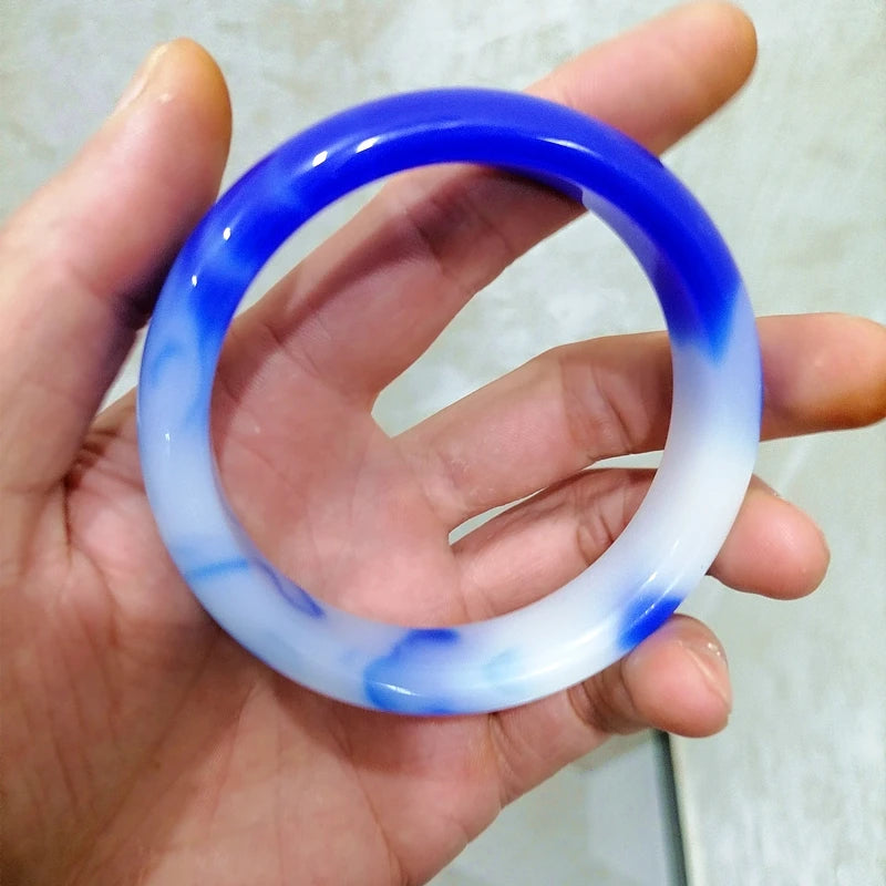 Natural Chinese Colored Jade Bracelet Hand-carved Fine Jewelry Gift