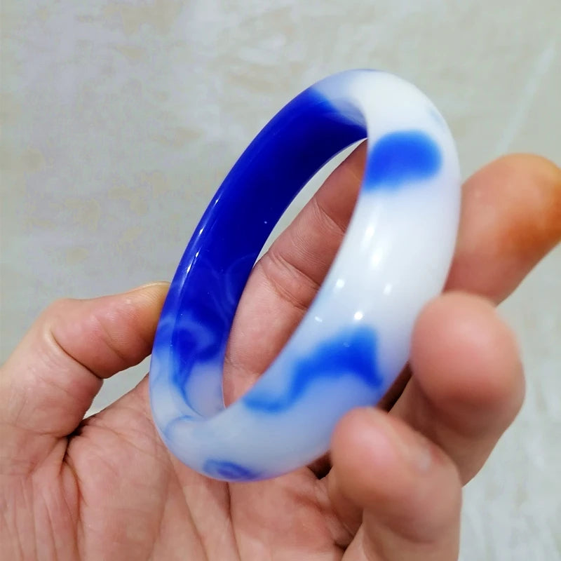 Natural Chinese Colored Jade Bracelet Hand-carved Fine Jewelry Gift