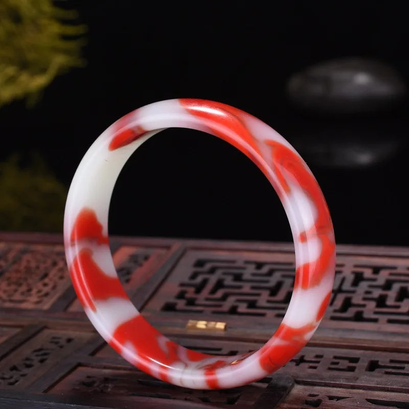 Natural Chinese Colored Jade Hand-carved Jade Bracelet