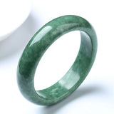 Natural Chinese Deep Turquoise Hand-Carved Wide Bar Jade Bracelet