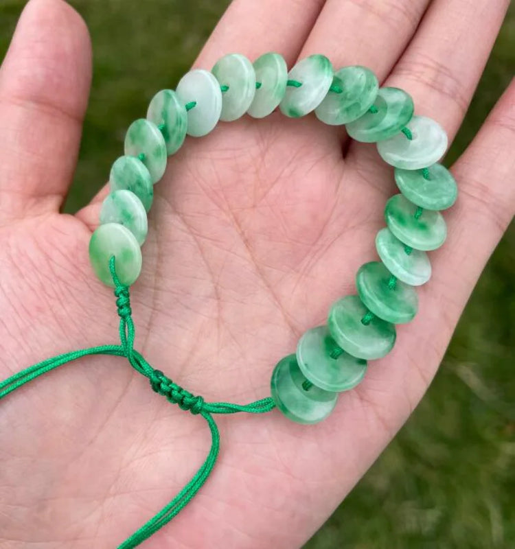 Chinese Green Jade 12mm Beads Bracelet Safety Buckle Charm Jewellery DIY