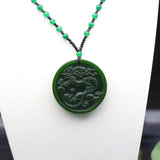 Chinese Green Jade Dragon Pendant Necklace Hand-Carved Charm Jewelry