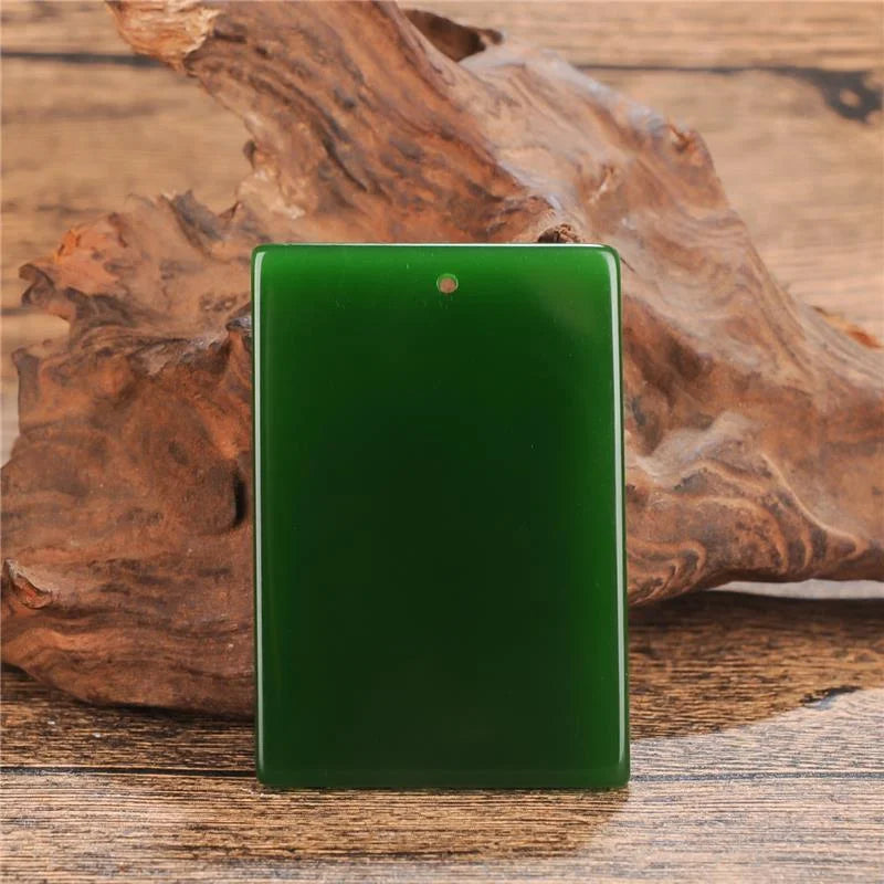 Natural Chinese Green Jade Safety Pendant Necklace Charm Jadeite Jewelry