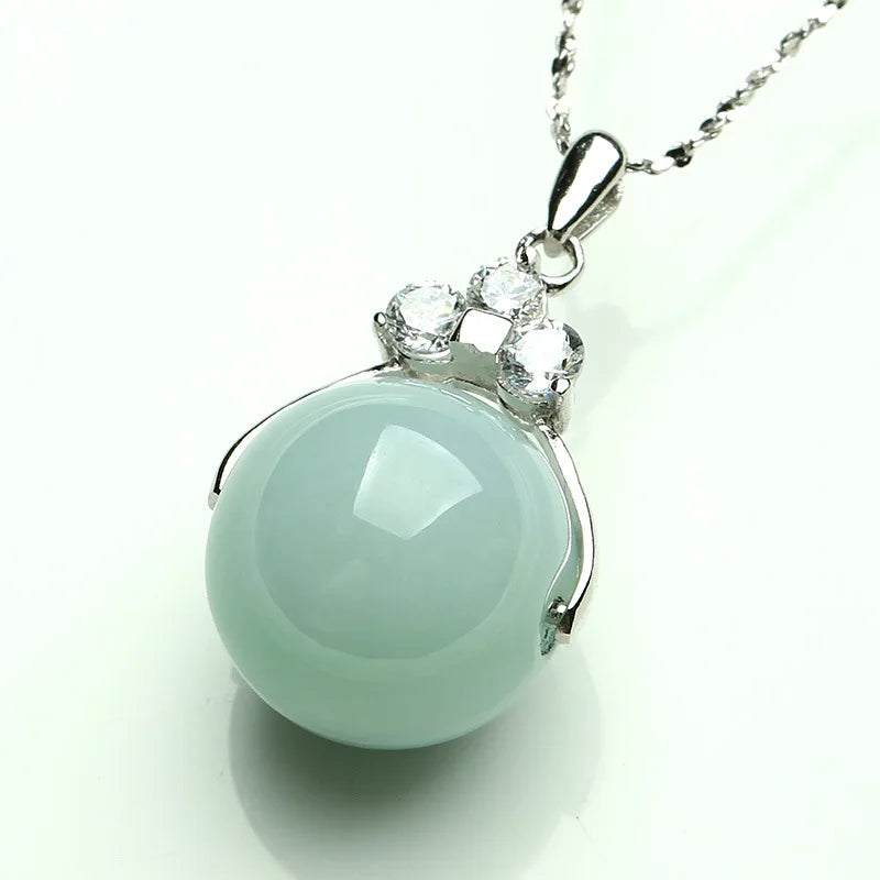 HeTian Jade Bead Pendant 925 Silver Necklace Charm Jewelry for Men Women