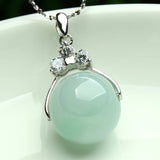 HeTian Jade Bead Pendant 925 Silver Necklace Charm Jewelry for Men Women