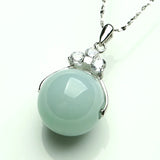 HeTian Jade Bead Pendant 925 Silver Necklace Charm Jewelry for Men Women