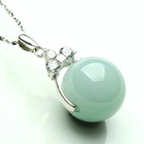 HeTian Jade Bead Pendant 925 Silver Necklace Charm Jewelry for Men Women