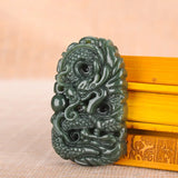 Natural Chinese Hetian Jade Dragon Pendant Necklace Charm Jewelry