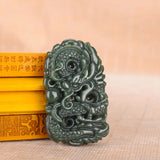 Natural Chinese Hetian Jade Dragon Pendant Necklace Charm Jewelry