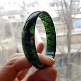 Green Natural Chinese Jade Wide Band Bracelet for Men and Women