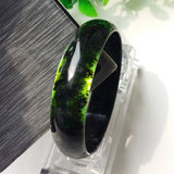 Green Natural Chinese Jade Wide Band Bracelet for Men and Women