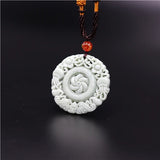 Chinese Jade Flower Bat Pendant Necklace Charm Jewelry