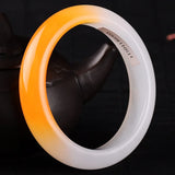 Natural Chinese Jade Yellow Hand-carved Bracelet Women Jewelry Gift