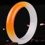 Natural Chinese Jade Yellow Hand-carved Bracelet Women Jewelry Gift