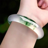 Natural Chinese Piaohua Hand-carved Jade Bracelet Women Jewelry