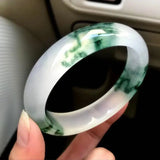 Natural Chinese Piaohua Hand-carved Jade Bracelet Women Jewelry