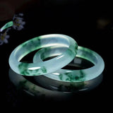 Natural Chinese Piaohua Hand-carved Jade Bracelet Women Jewelry
