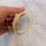 Chinese Raw Leather Jade Hand-carved Wide Band Bracelet