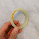 Chinese Raw Leather Jade Hand-carved Wide Band Bracelet