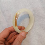 Chinese Raw Leather Jade Hand-carved Wide Band Bracelet
