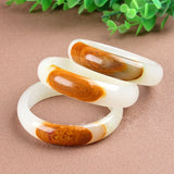 Chinese Raw Leather Jade Hand-carved Wide Band Bracelet