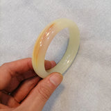 Chinese Raw Leather Jade Hand-carved Wide Band Bracelet