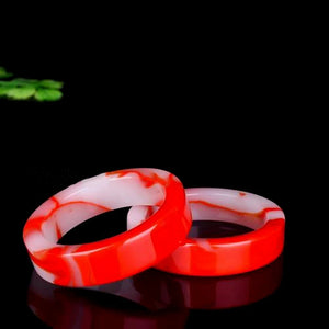 Hand-carved Chinese Red Jade Bracelet Men Women Jewelry Gift