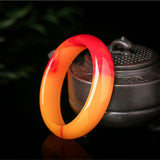 Chinese Red Yellow Wide Jade Bracelet Women's Jewelry Gift