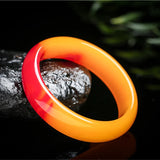 Chinese Red Yellow Wide Jade Bracelet Women's Jewelry Gift