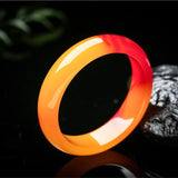 Chinese Red Yellow Wide Jade Bracelet Women's Jewelry Gift