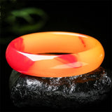 Chinese Red Yellow Wide Jade Bracelet Women's Jewelry Gift