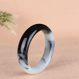Chinese Smoke Cyan Hand Carved Jade Bracelet for Women