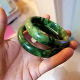 Chinese Southern Jade Hand Carved Wide Band Bracelet Turquoise Bangle