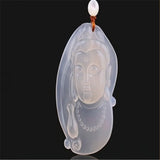 Natural Chinese Chalcedony Pith Guanyin Pendant Necklace