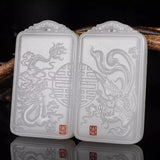Chinese Jade Dragon Phoenix Pendant Jewelry Couple Necklace Gift