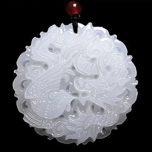 Chinese Jade Dragon Phoenix Pendant Boutique Jewelry Women Men Necklace Gift