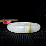 Natural Chinese Jade Wide Band Bracelet Men Women Jewelry