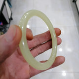 Chinese Jade Hand Carved Wide Band Bracelet Men's Women's Wood Grain